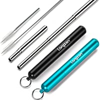 longzon 2pcs Pajitas Reutilizables Plegables Pajitas Ecologicas Pajitas de Acero Inoxidable con 2 cepillitos-4 pcs…